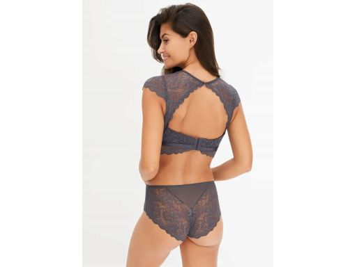 B.P.C biustonosz braletka-top koronkowy szary bez usztywnień 48/50.