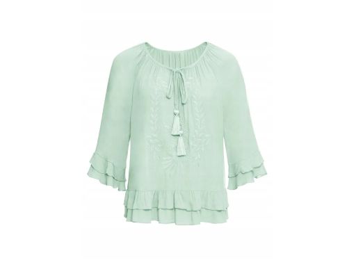 B.P.C bluzka z haftami krepowana boho miętowa ^44