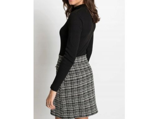 B.P.C sukienka dzianinowa 2w1 góra czarna dół czarno-biały ^48/50