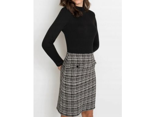 B.P.C sukienka dzianinowa 2w1 góra czarna dół czarno-biały ^48/50