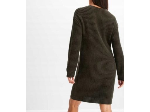 B.P.C sukienka dzianinowa z koronką ciemna zieleń r.36/38