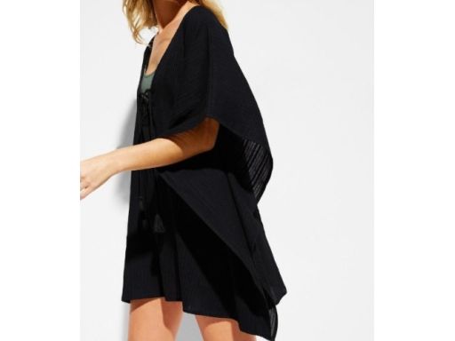 B.P.C plażowa tunika czarna bawełniana ze sznurowaniem ^48/50