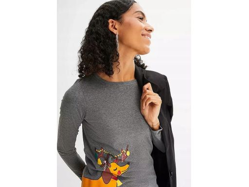 B.P.C bluzka szara z nadrukiem świątecznym ^44/46