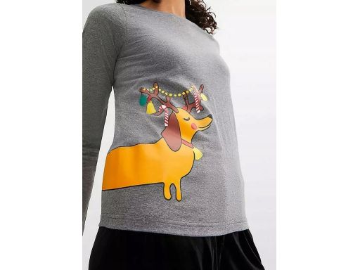 B.P.C bluzka szara z nadrukiem świątecznym ^44/46