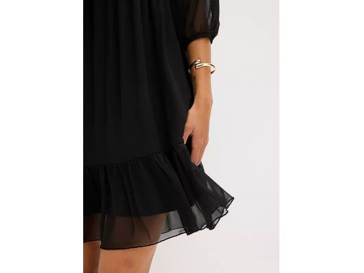 B.P.C sukienka czarna z siateczki z krawatką r.48/50