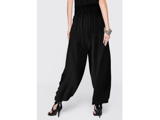 B.P.C długie spodnie palazzo czarne z wiskozy ze ściągaczami 50.