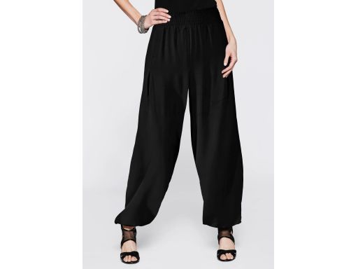 B.P.C długie spodnie palazzo czarne z wiskozy ze ściągaczami 50.