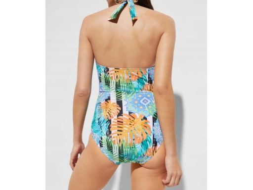 B.P.C kolorowy kostium kąpielowy z wiązaniem na szyi 46.