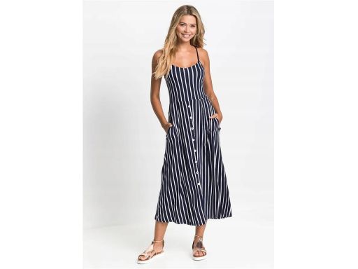 B.P.C sukienka granatowa w białe paski na ramiączka r.40/42