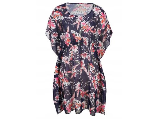 B.P.C sukienka plażowa tunika granatowa we wzory szyfonowa 44/46.