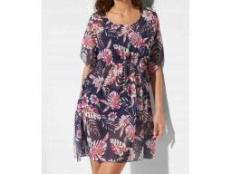 B.P.C sukienka plażowa tunika granatowa we wzory szyfonowa 44/46.