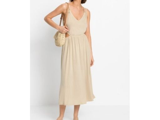 B.P.C sukienka beżowa z wycięciami ^44/46