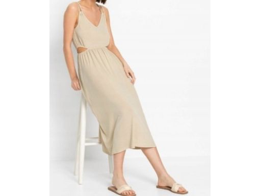 B.P.C sukienka beżowa z wycięciami ^44/46
