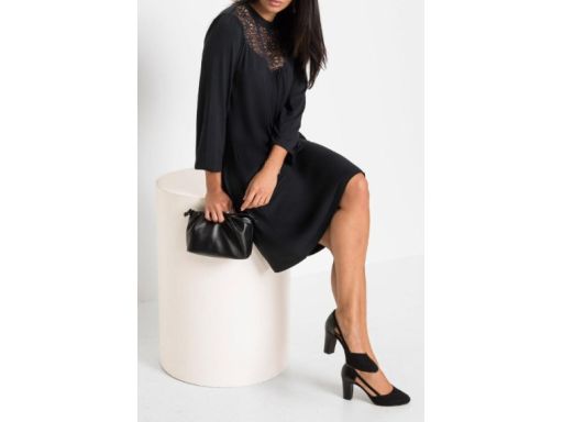 B.P.C czarna sukienka prosta z koronką ^36/38