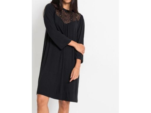 B.P.C czarna sukienka prosta z koronką ^36/38