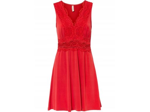 B.P.C. sukienka czerwona z koronką ażurową mini r.44/46