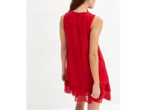 B.P.C sukienka szyfonowa czerwona prosta r.34
