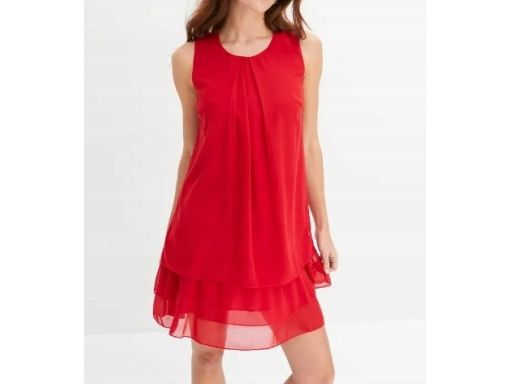 B.P.C sukienka szyfonowa czerwona prosta r.34