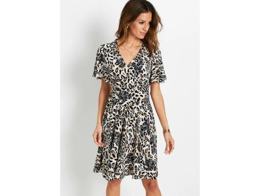 B.P.C shirtowa sukienka w cętki z marszczeniami ^40/42