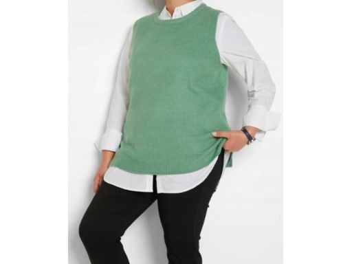 B.P.C kamizelka dzianinowa zielone sweter bez rękawów r.32/34