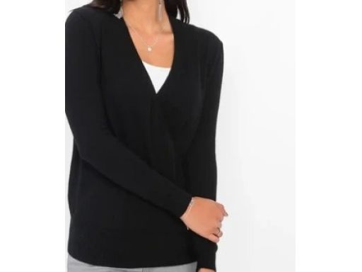 B.P.C szary dzianinowy kopertowy sweter z wełną r.32/34