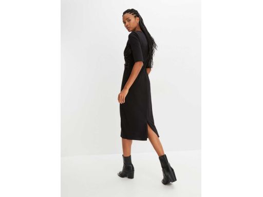 B.P.C sukienka ołówkowa midi czarna z satynową wstawką ^40/42