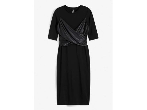 B.P.C sukienka ołówkowa midi czarna z satynową wstawką ^40/42