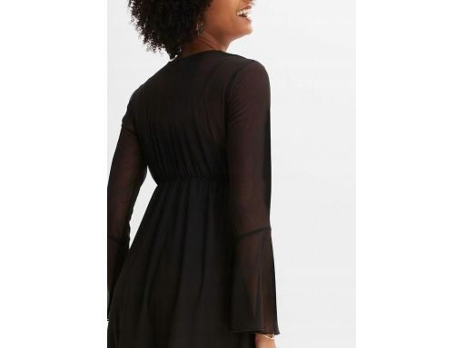 B.P.C siateczkowa sukienka czarna z ozdobną tasiemką w dekolcie r.36/3