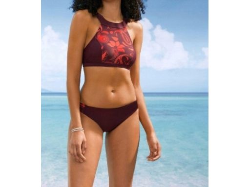 B.P.C bikini bustier bordowe we wzory 38.