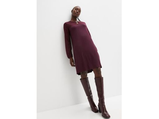 B.P.C sukienka z dżerseju z siateczką bordowa r.36/38