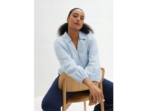 B.P.C bluzka koszulowa kopertowa w niebieskie paski 42.