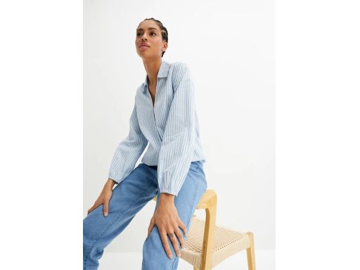 B.P.C bluzka koszulowa kopertowa w niebieskie paski 42.