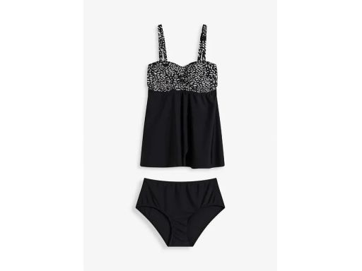 B.P.C czarne tankini w białe wzory z figami 46.