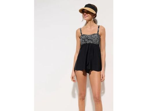 B.P.C czarne tankini w białe wzory z figami 46.