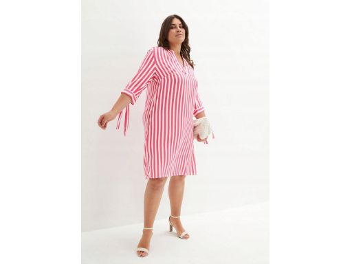 B.P.C sukienka prosta różowo-biała w paski z wiskozy 44.