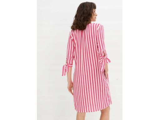 B.P.C sukienka prosta różowo-biała w paski z wiskozy 44.
