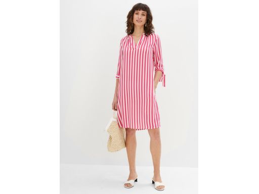 B.P.C sukienka prosta różowo-biała w paski z wiskozy 44.