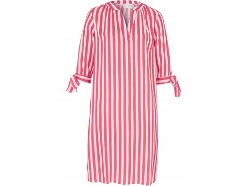 B.P.C sukienka prosta różowo-biała w paski z wiskozy 44.