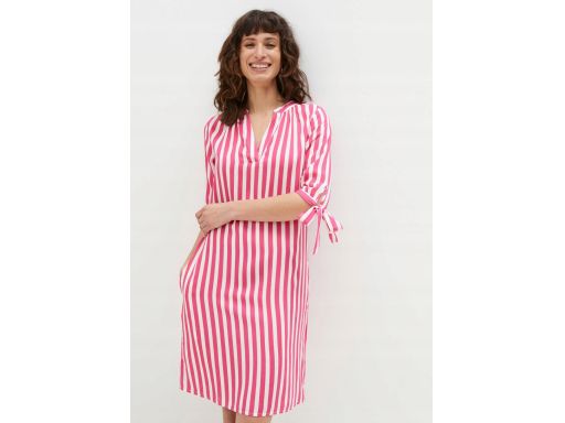 B.P.C sukienka prosta różowo-biała w paski z wiskozy 44.