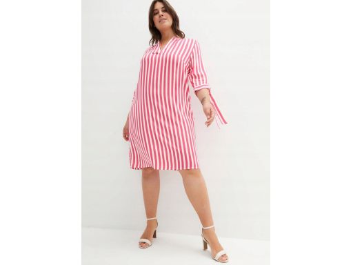 B.P.C sukienka prosta różowo-biała w paski z wiskozy 44.