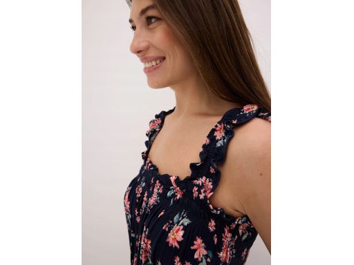 B.P.C długa sukienka granatowa w kolorowe kwiaty r.40/42