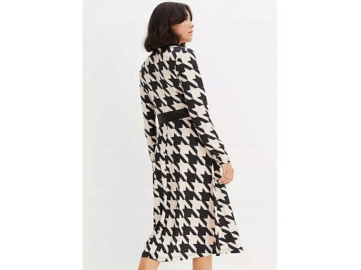 B.P.C sukienka czarno-beżowa we wzory midi 36/38.