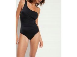 B.P.C modelujący kostium kąpielowy czarny z marszczeniem na jedno rami