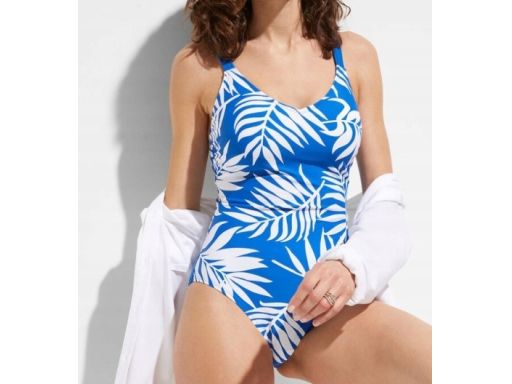 B.P.C kostium kąpielowy szafirowo-biały we wzory 46.
