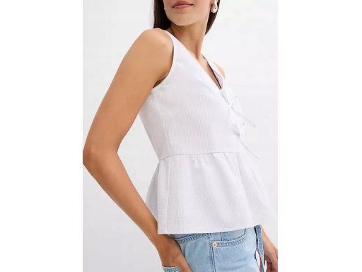 B.P.C bluzka top bawełniana w drobne paseczki z dekoracyjnymi kokardam