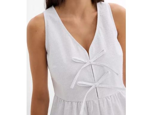 B.P.C bluzka top bawełniana w drobne paseczki z dekoracyjnymi kokardam