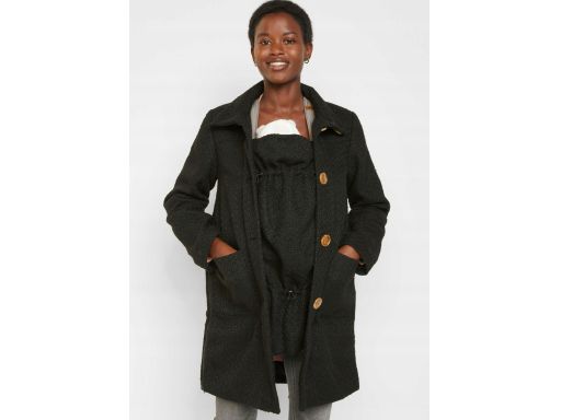 B.P.C płaszcz ciążowy krótki czarny boucle z panelem r.44