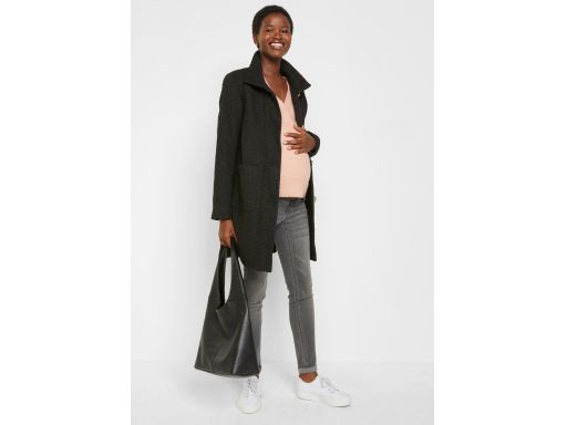 B.P.C płaszcz ciążowy krótki czarny boucle z panelem r.44