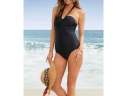 B.P.C czarny kostium kąpielowy z wiązaniem na szyi r.42