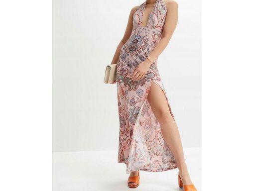 B.P.C sukienka długa we wzory z wiązaniem na szyi 40/42.